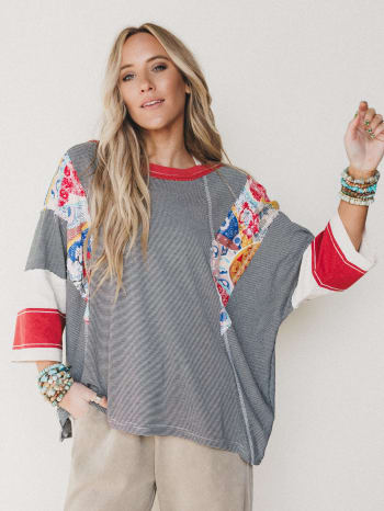 Britt Patchwork Top - Black XL