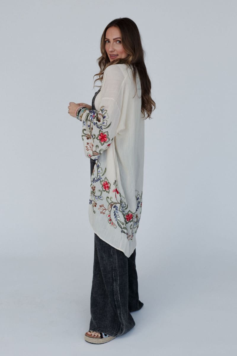 Johnny Was Lace Button Down Blouse Kimono Crochet Embroidery in Off hotsell White Cream