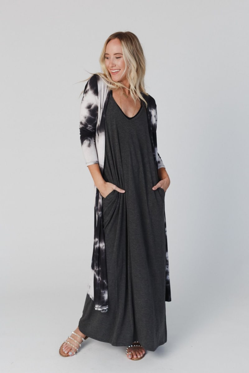 Foxiedox black/white angora blend good duster cardigan