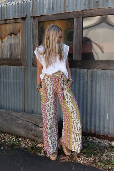 Spirit In The Sky Boho Floral Print Flare Bell Bottom Pants - Lil Bee's  Bohemian