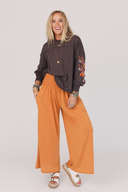 FREE PEOPLE MOVEMENT BLISSED OUT WIDE LEG PANTS - TOASTED COCONUT 6937