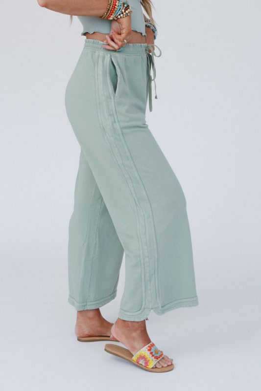 So Comfy Wide Leg Pant Cropped Length - Faded Rust