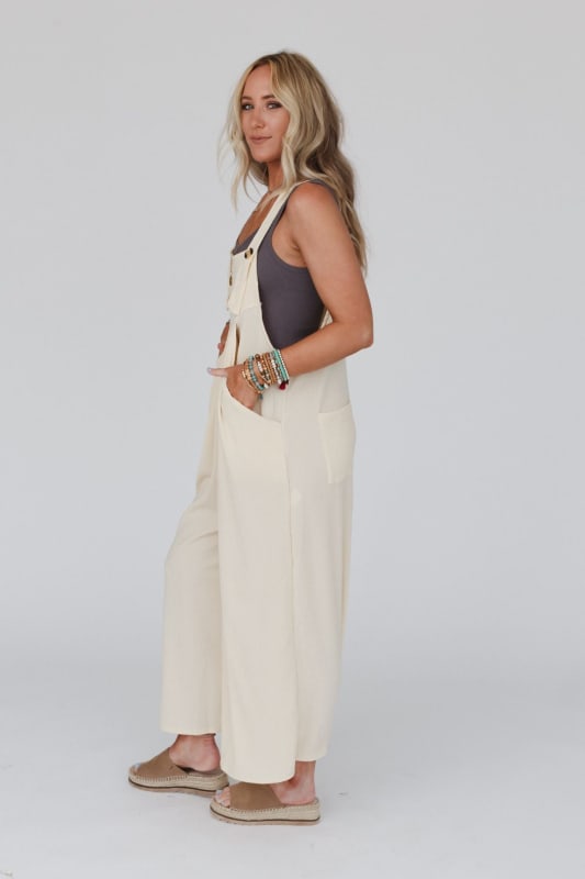 Serenity Wide Leg Jumpsuit - Cream | Three Bird Nest