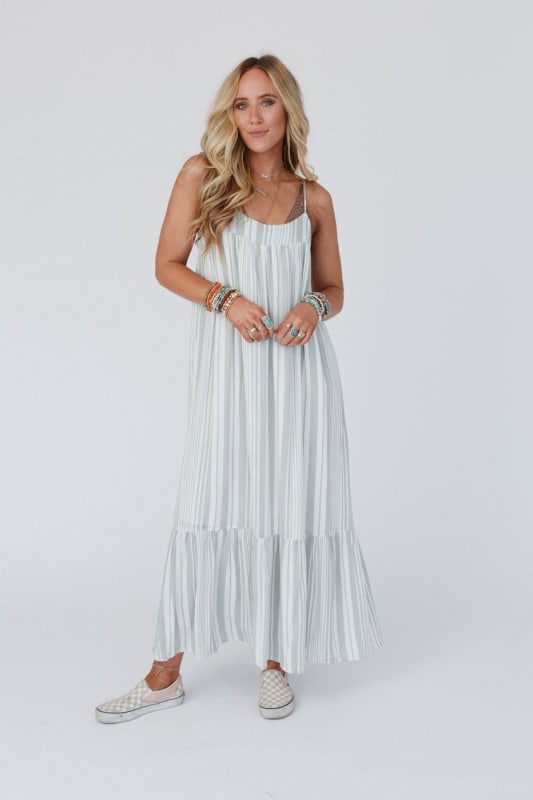 Boho striped best sale maxi dress