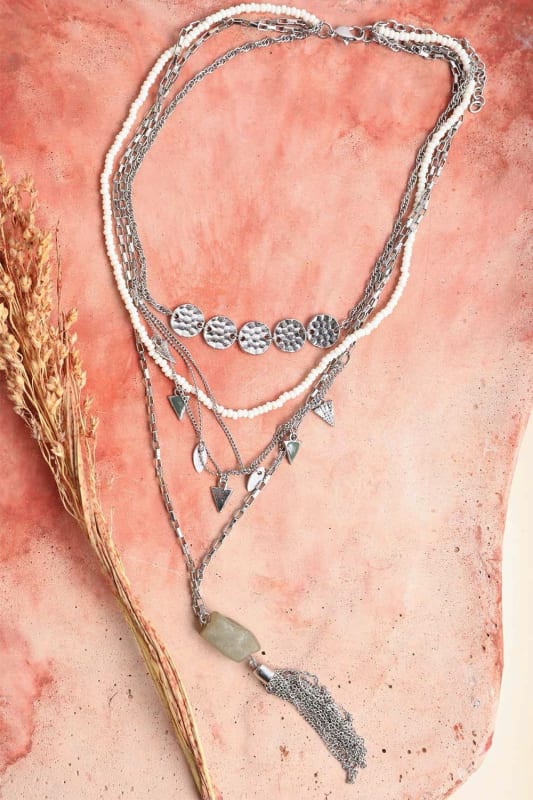 Boho Double Chain Choker Necklace - Silver & Gold Necklace – Boho