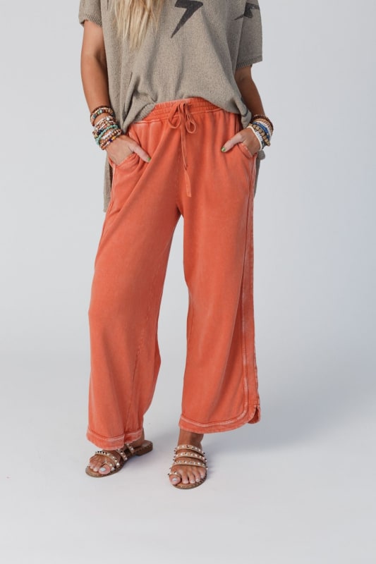 So Comfy Wide Leg Pant Cropped Length - Charcoal
