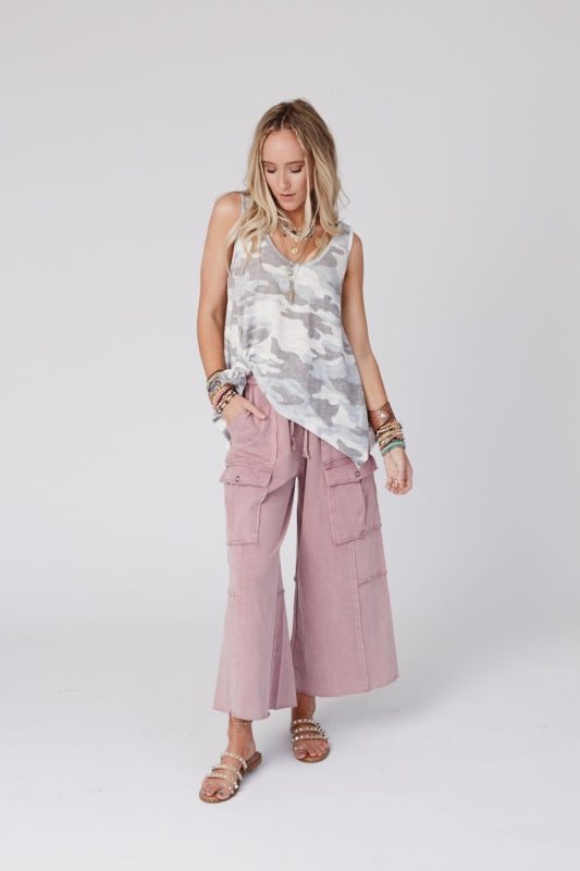 Game On Cargo Wide Leg Pant - Burgundy | Three Bird Nest