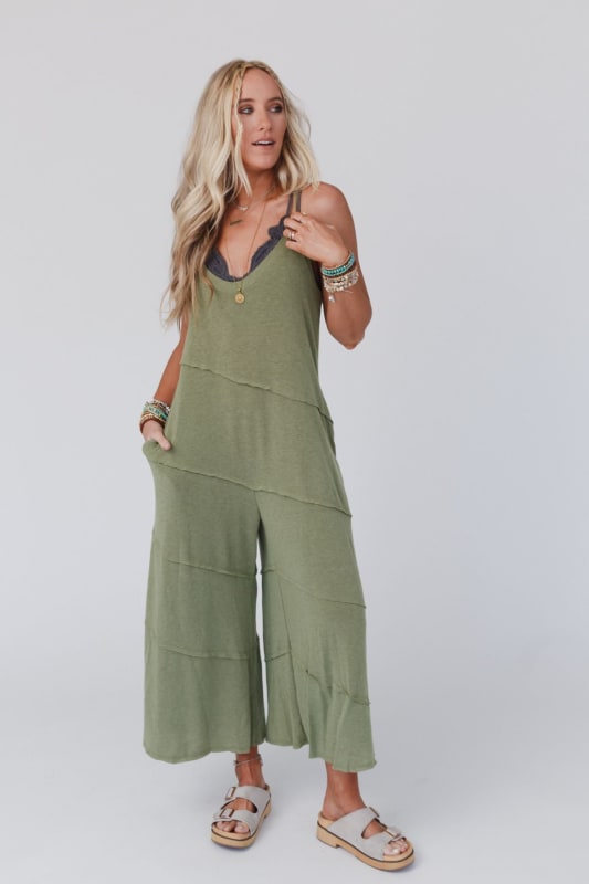 Slant My Way Jumpsuit - Olive | Three Bird Nest