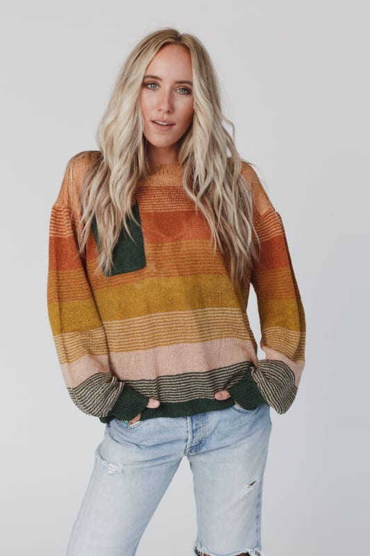 Going Places Gradient Stripe Sweater - Mustard | Three Bird Nest