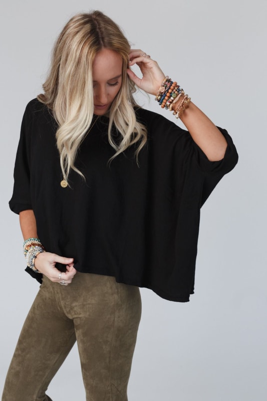 Cozy Cool Oversized Dolman Top - Black